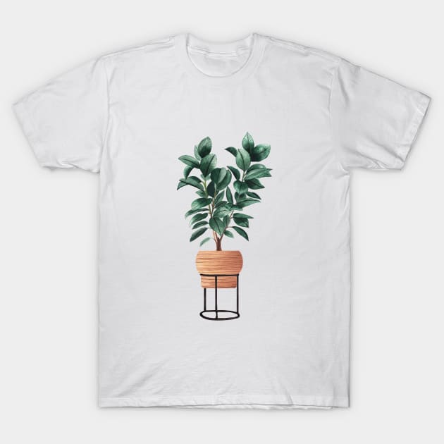 Ficus Elastica Illustration T-Shirt by gusstvaraonica